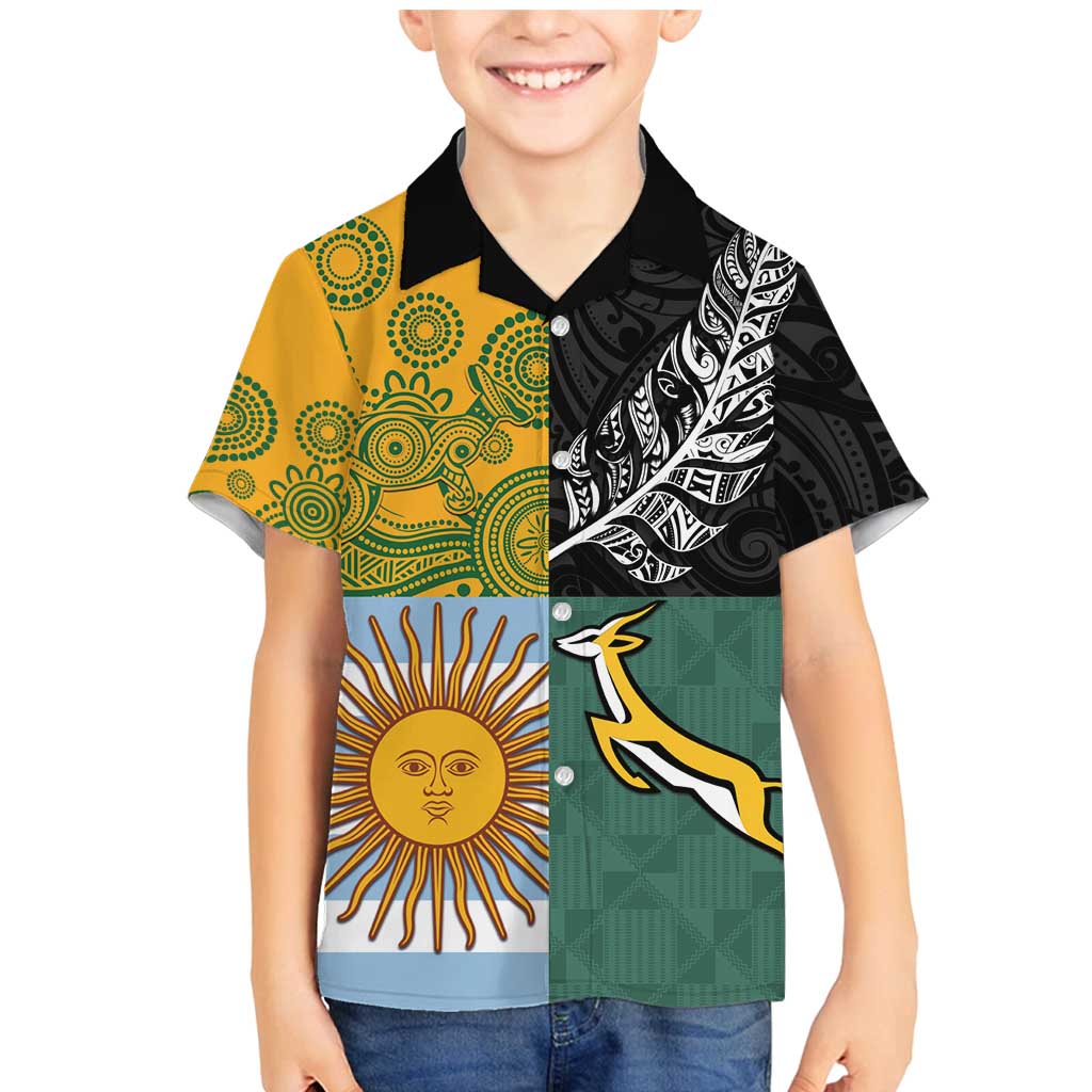 Personalised Rugby 2025 Championship Family Matching Mermaid Dress and Hawaiian Shirt Combination of Southern Hemisphere Countries - Aussie Hoodie