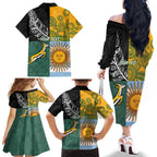 Personalised Rugby 2025 Championship Family Matching Off The Shoulder Long Sleeve Dress and Hawaiian Shirt Combination of Southern Hemisphere Countries - Aussie Hoodie