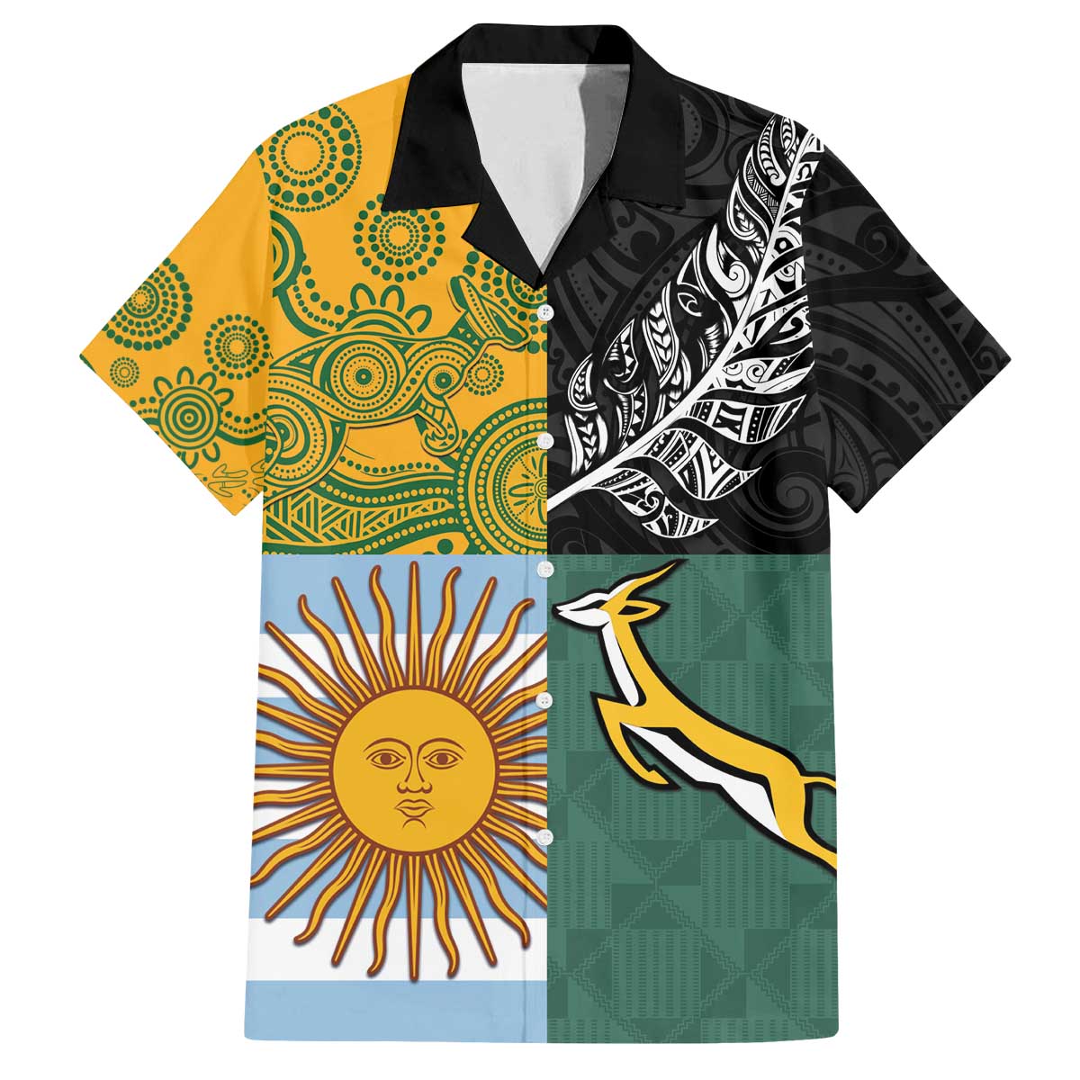 Personalised Rugby 2025 Championship Family Matching Off The Shoulder Long Sleeve Dress and Hawaiian Shirt Combination of Southern Hemisphere Countries - Aussie Hoodie