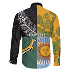 Personalised Rugby 2025 Championship Family Matching Off The Shoulder Long Sleeve Dress and Hawaiian Shirt Combination of Southern Hemisphere Countries - Aussie Hoodie