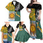 Personalised Rugby 2025 Championship Family Matching Off Shoulder Maxi Dress and Hawaiian Shirt Combination of Southern Hemisphere Countries - Aussie Hoodie