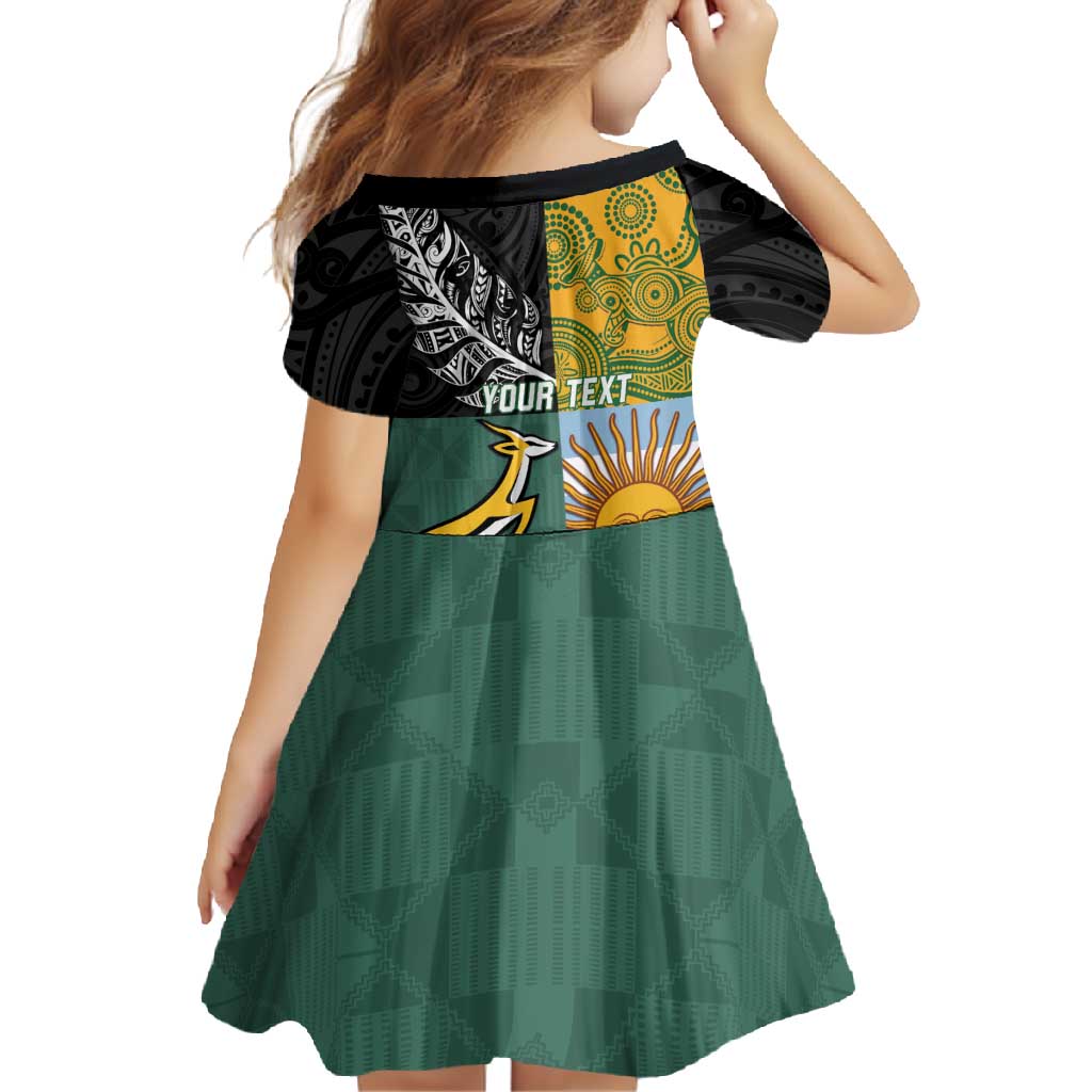 Personalised Rugby 2025 Championship Family Matching Off Shoulder Maxi Dress and Hawaiian Shirt Combination of Southern Hemisphere Countries - Aussie Hoodie