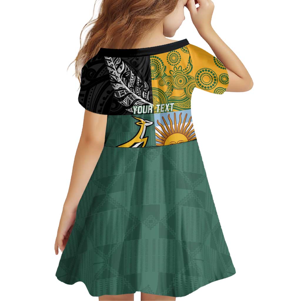 Personalised Rugby 2025 Championship Family Matching Off Shoulder Short Dress and Hawaiian Shirt Combination of Southern Hemisphere Countries - Aussie Hoodie
