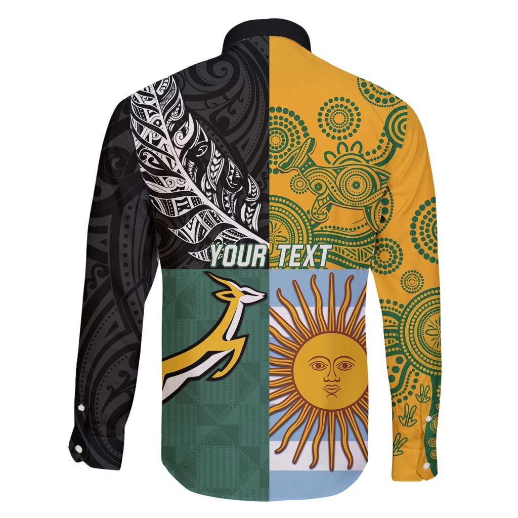 Personalised Rugby 2025 Championship Family Matching Off Shoulder Short Dress and Hawaiian Shirt Combination of Southern Hemisphere Countries - Aussie Hoodie