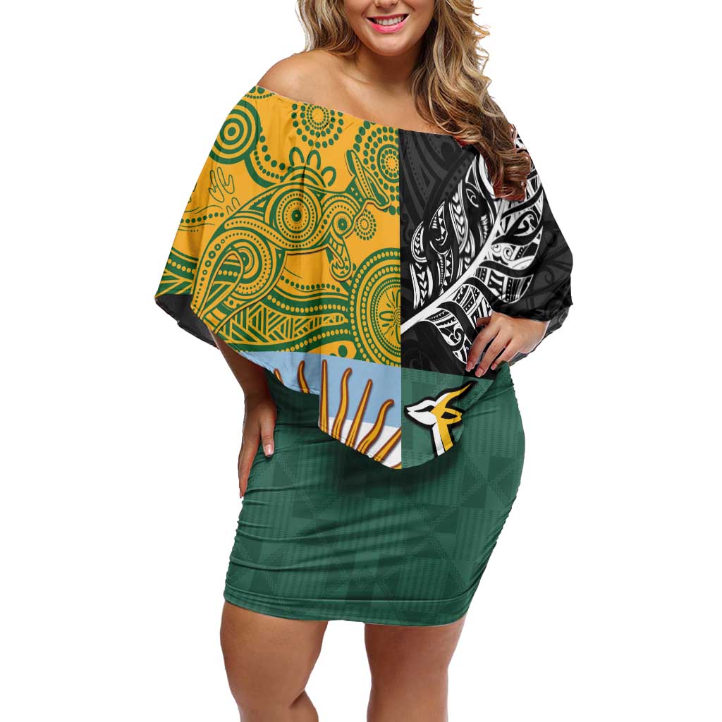 Personalised Rugby 2025 Championship Family Matching Off Shoulder Short Dress and Hawaiian Shirt Combination of Southern Hemisphere Countries - Aussie Hoodie