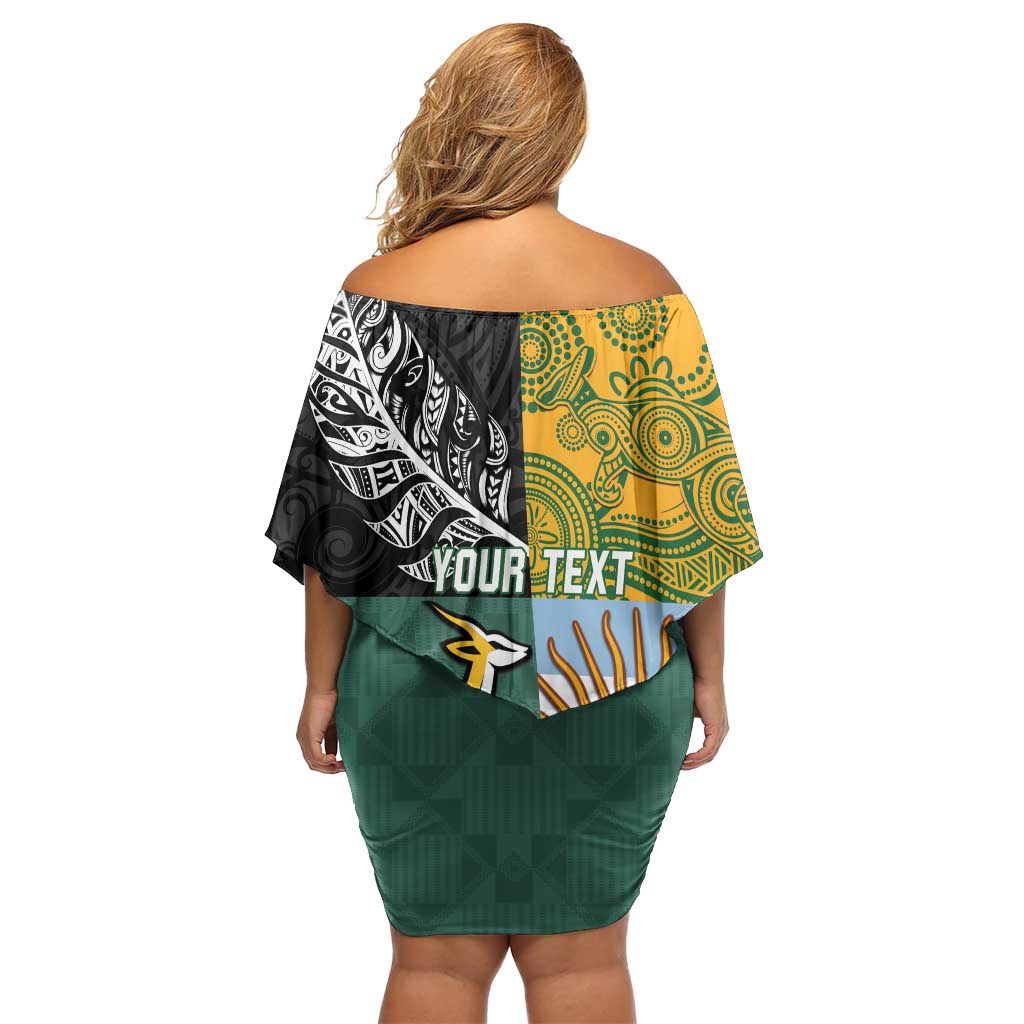Personalised Rugby 2025 Championship Family Matching Off Shoulder Short Dress and Hawaiian Shirt Combination of Southern Hemisphere Countries - Aussie Hoodie