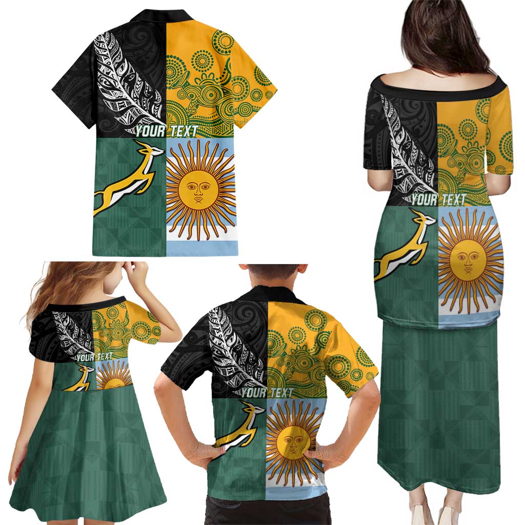 Personalised Rugby 2025 Championship Family Matching Puletasi and Hawaiian Shirt Combination of Southern Hemisphere Countries - Aussie Hoodie