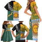 Personalised Rugby 2025 Championship Family Matching Short Sleeve Bodycon Dress and Hawaiian Shirt Combination of Southern Hemisphere Countries - Aussie Hoodie