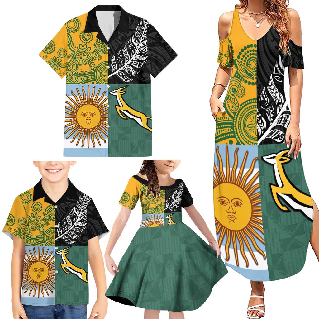 Personalised Rugby 2025 Championship Family Matching Summer Maxi Dress and Hawaiian Shirt Combination of Southern Hemisphere Countries - Aussie Hoodie