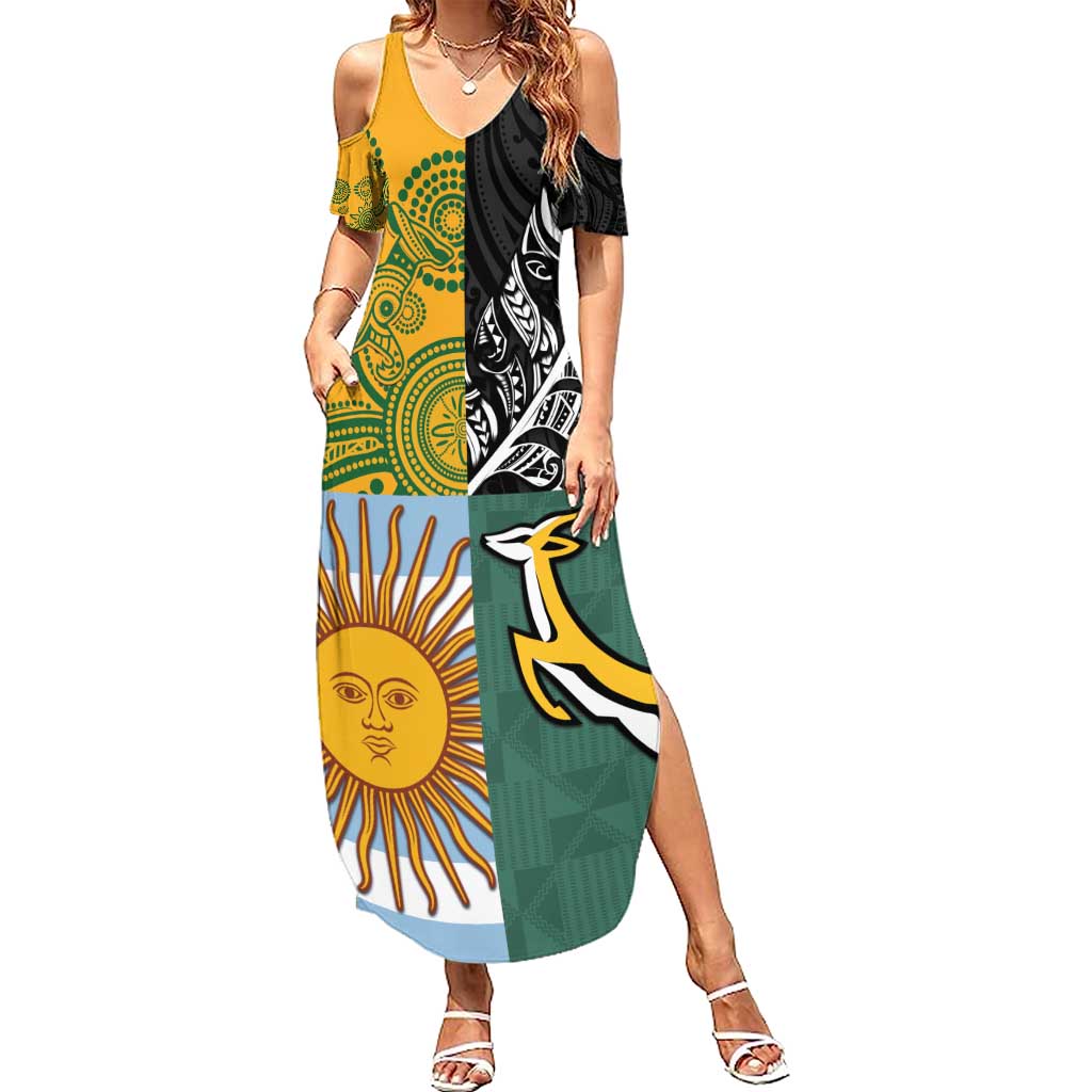 Personalised Rugby 2025 Championship Family Matching Summer Maxi Dress and Hawaiian Shirt Combination of Southern Hemisphere Countries - Aussie Hoodie
