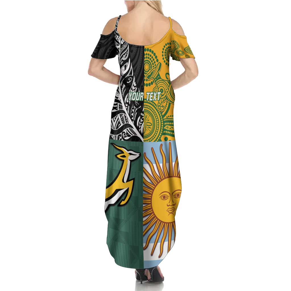 Personalised Rugby 2025 Championship Family Matching Summer Maxi Dress and Hawaiian Shirt Combination of Southern Hemisphere Countries - Aussie Hoodie