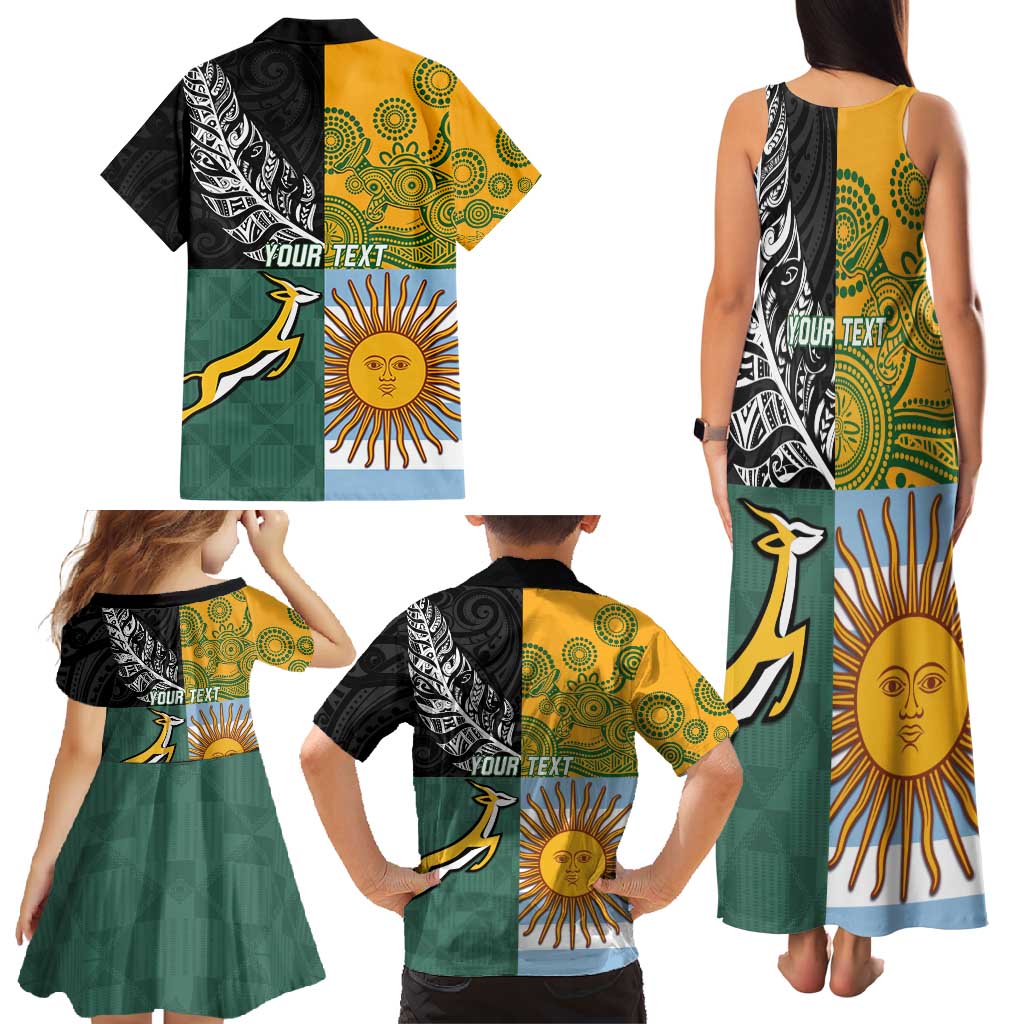 Personalised Rugby 2025 Championship Family Matching Tank Maxi Dress and Hawaiian Shirt Combination of Southern Hemisphere Countries - Aussie Hoodie