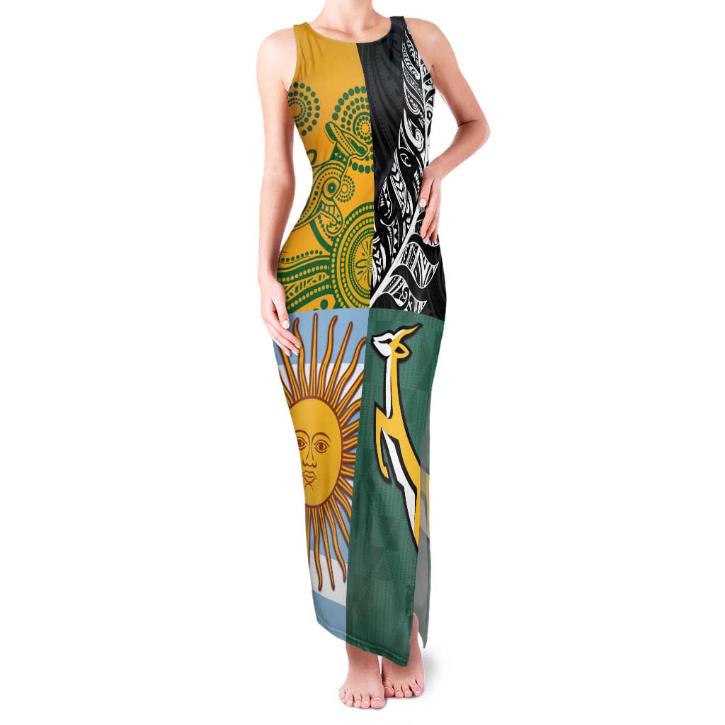 Personalised Rugby 2025 Championship Family Matching Tank Maxi Dress and Hawaiian Shirt Combination of Southern Hemisphere Countries - Aussie Hoodie