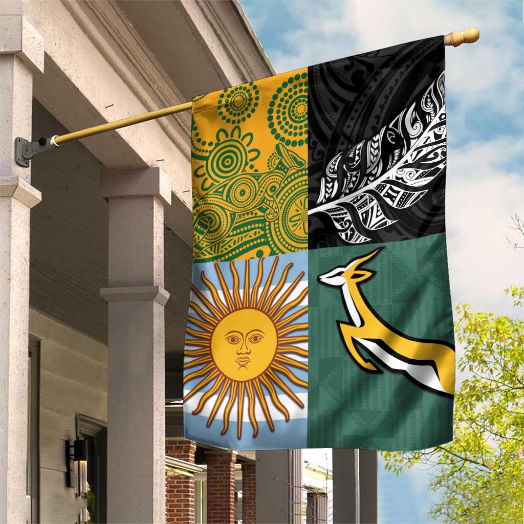 Rugby 2025 Championship Garden Flag Combination of Southern Hemisphere Countries - Aussie Hoodie