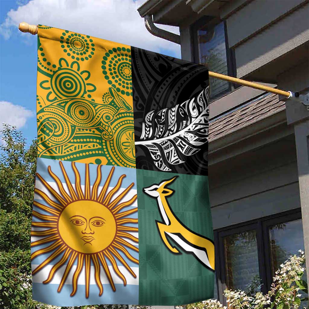 Rugby 2025 Championship Garden Flag Combination of Southern Hemisphere Countries - Aussie Hoodie