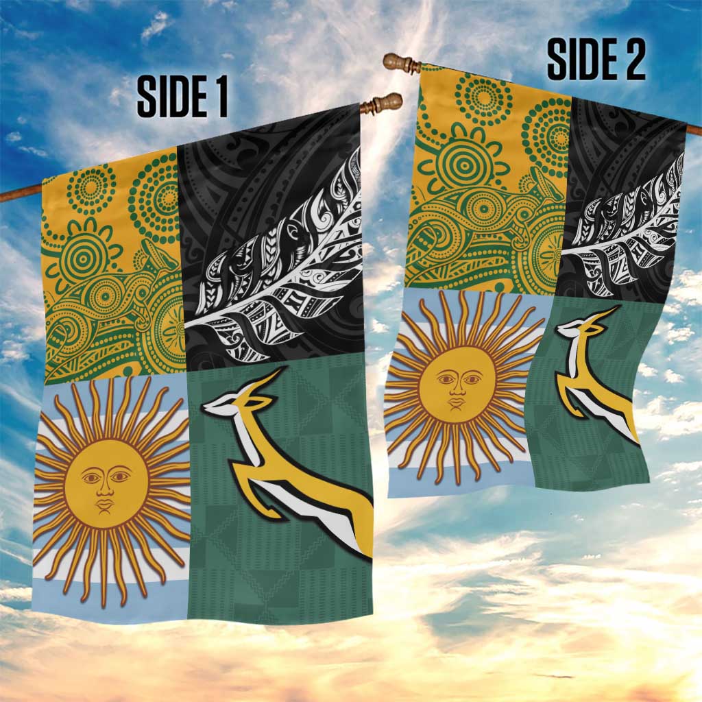 Rugby 2025 Championship Garden Flag Combination of Southern Hemisphere Countries - Aussie Hoodie