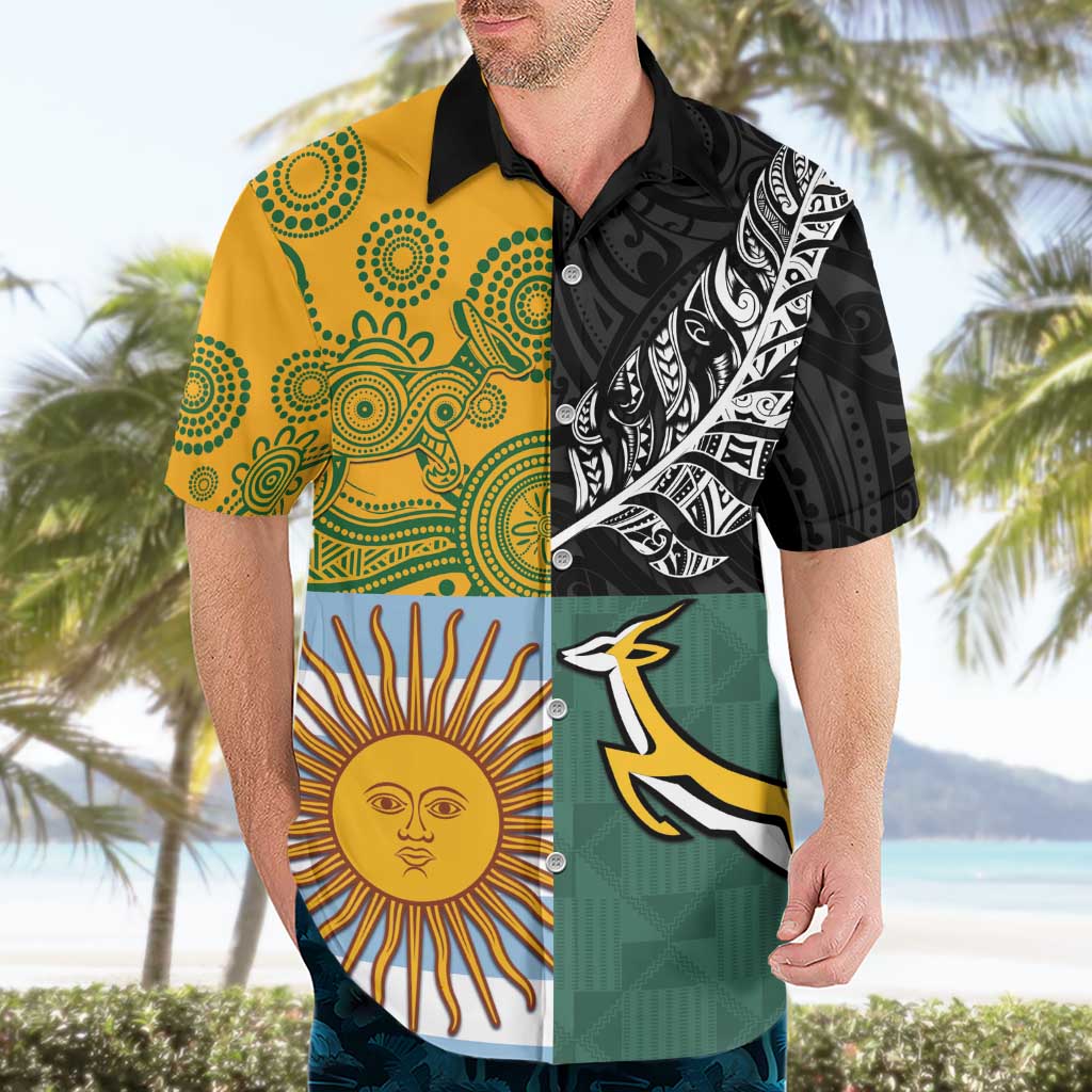 Personalised Rugby 2025 Championship Hawaiian Shirt Combination of Southern Hemisphere Countries - Aussie Hoodie