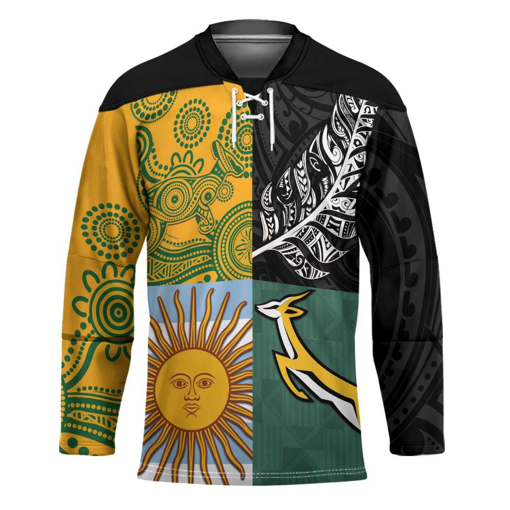 Personalised Rugby 2025 Championship Hockey Jersey Combination of Southern Hemisphere Countries - Aussie Hoodie