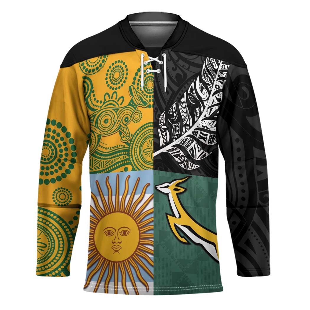 Personalised Rugby 2025 Championship Hockey Jersey Combination of Southern Hemisphere Countries - Aussie Hoodie