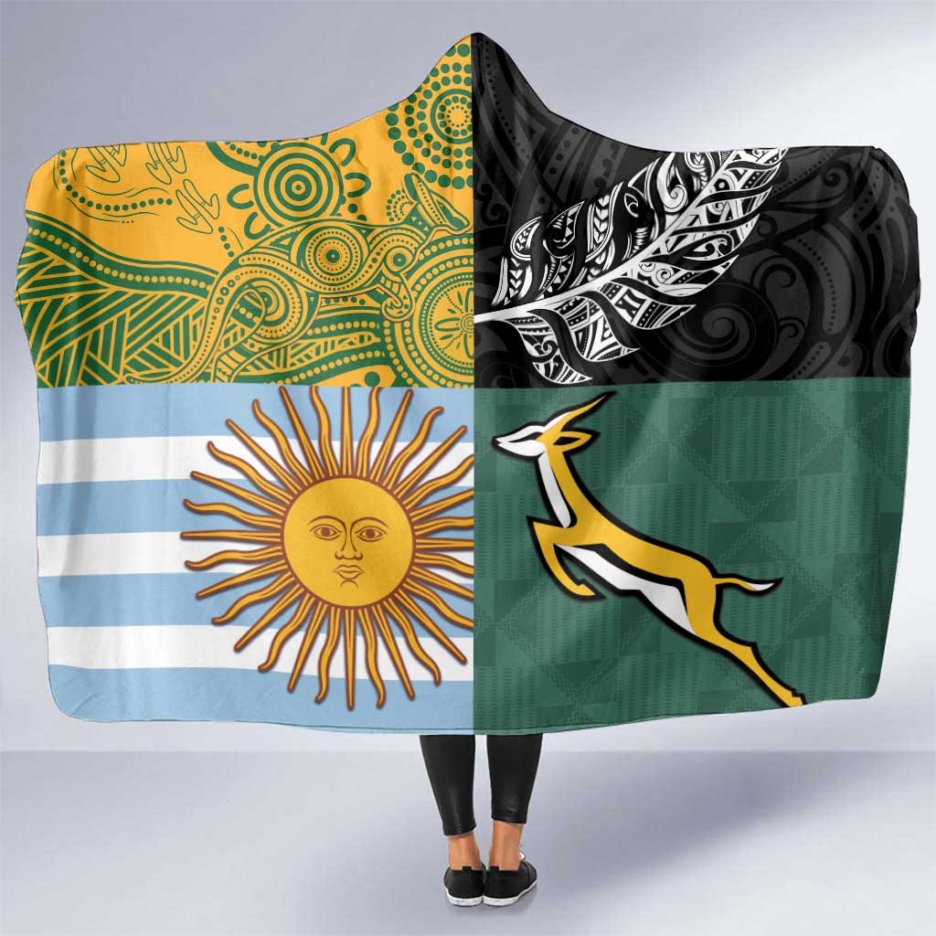 Rugby 2025 Championship Hooded Blanket Combination of Southern Hemisphere Countries - Aussie Hoodie