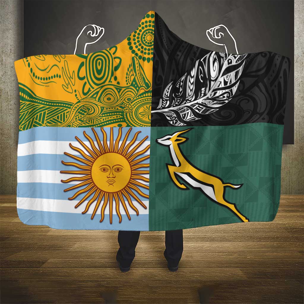 Rugby 2025 Championship Hooded Blanket Combination of Southern Hemisphere Countries - Aussie Hoodie