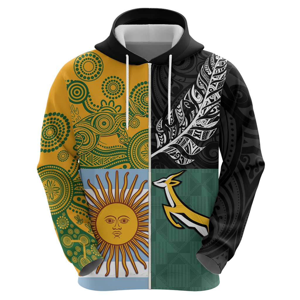 Personalised Rugby 2025 Championship Hoodie Combination of Southern Hemisphere Countries - Aussie Hoodie