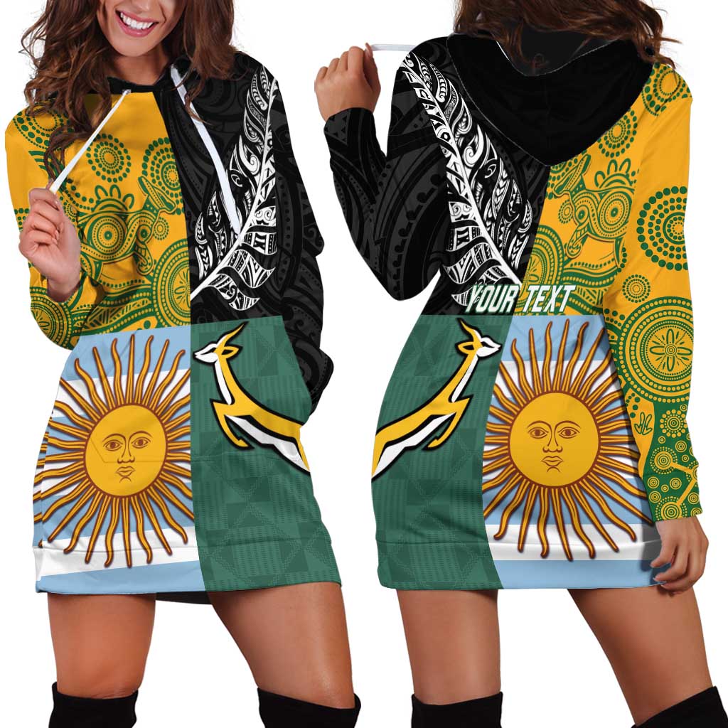 Personalised Rugby 2025 Championship Hoodie Dress Combination of Southern Hemisphere Countries - Aussie Hoodie