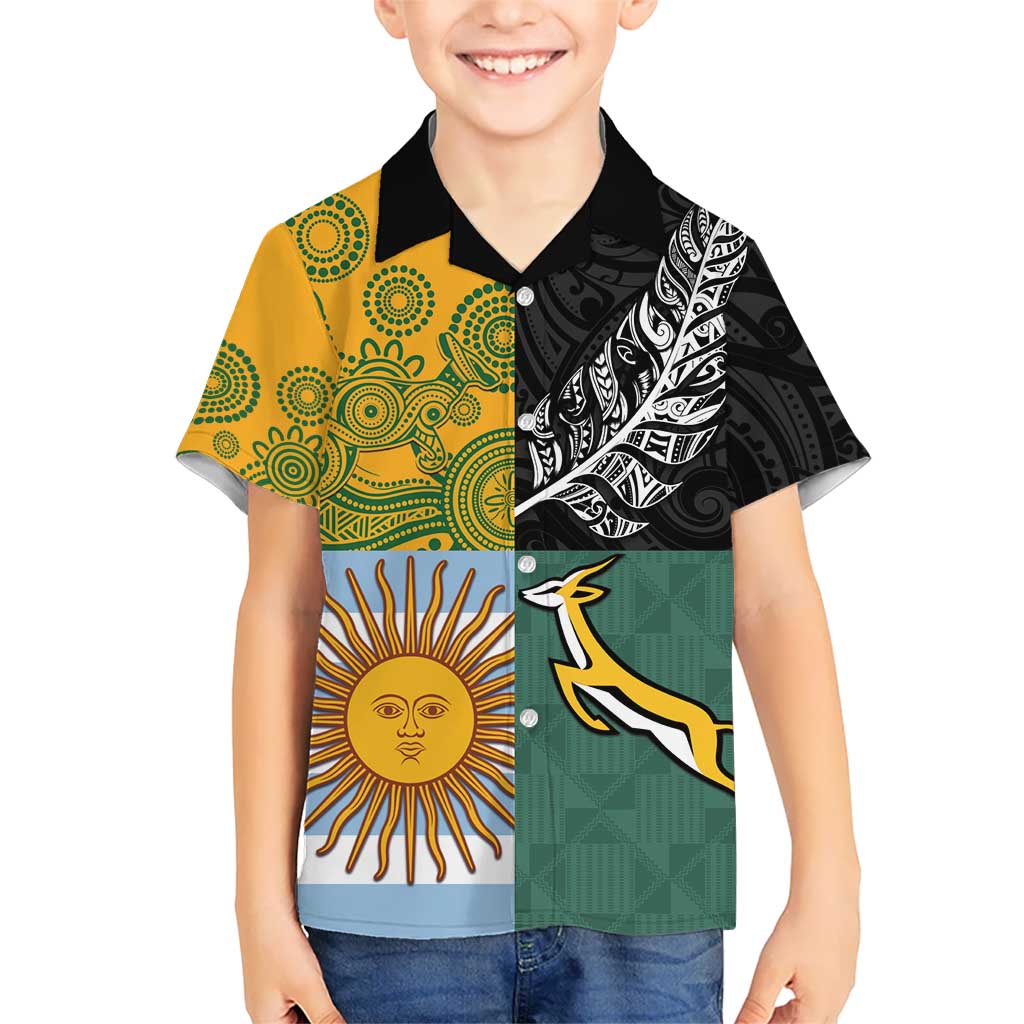 Personalised Rugby 2025 Championship Kid Hawaiian Shirt Combination of Southern Hemisphere Countries - Aussie Hoodie