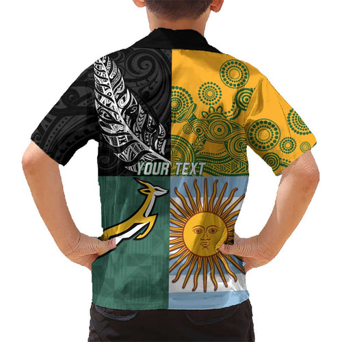 Personalised Rugby 2025 Championship Kid Hawaiian Shirt Combination of Southern Hemisphere Countries - Aussie Hoodie