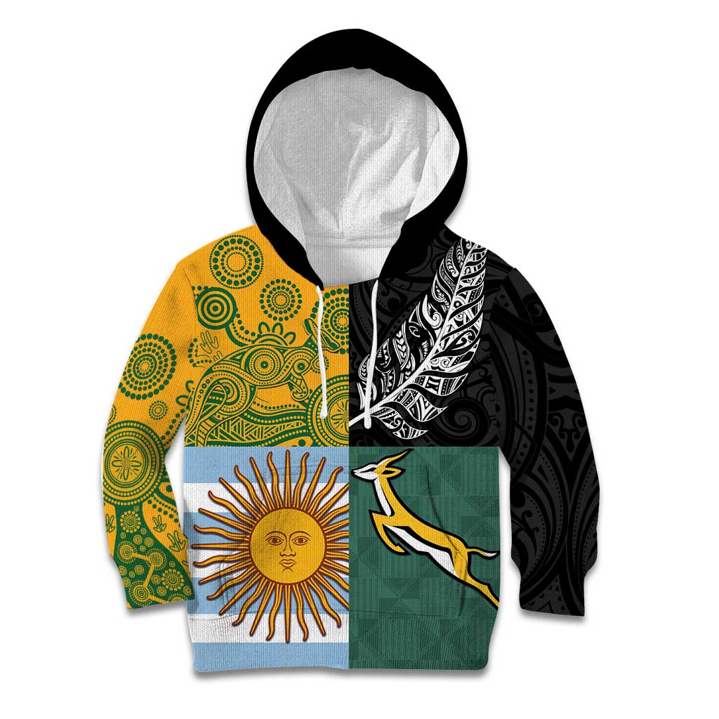Personalised Rugby 2025 Championship Kid Hoodie Combination of Southern Hemisphere Countries - Aussie Hoodie