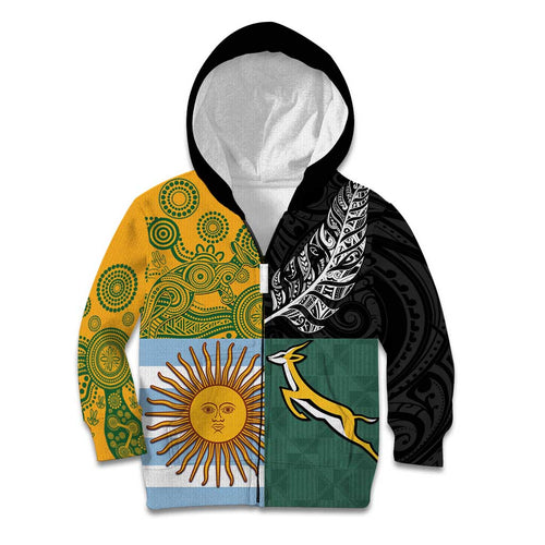 Personalised Rugby 2025 Championship Kid Hoodie Combination of Southern Hemisphere Countries - Aussie Hoodie