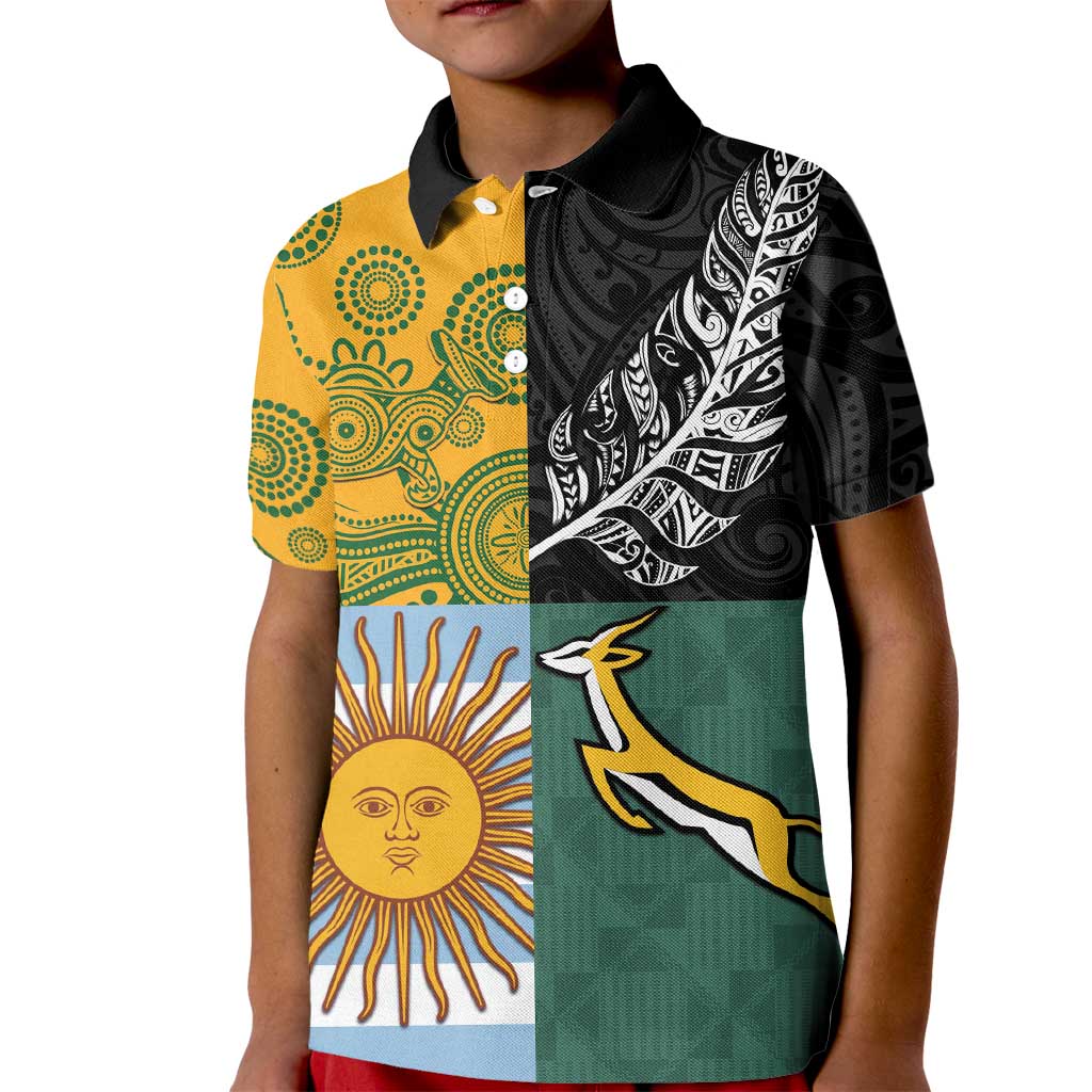 Personalised Rugby 2025 Championship Kid Polo Shirt Combination of Southern Hemisphere Countries - Aussie Hoodie
