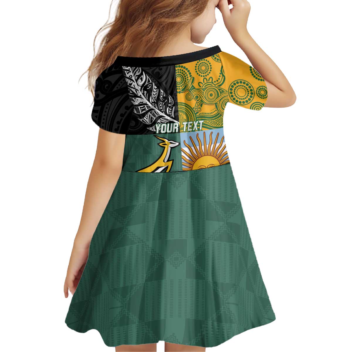 Personalised Rugby 2025 Championship Kid Short Sleeve Dress Combination of Southern Hemisphere Countries - Aussie Hoodie