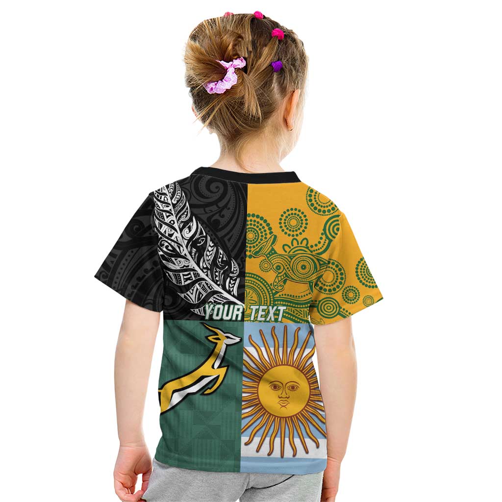 Personalised Rugby 2025 Championship Kid T Shirt Combination of Southern Hemisphere Countries - Aussie Hoodie