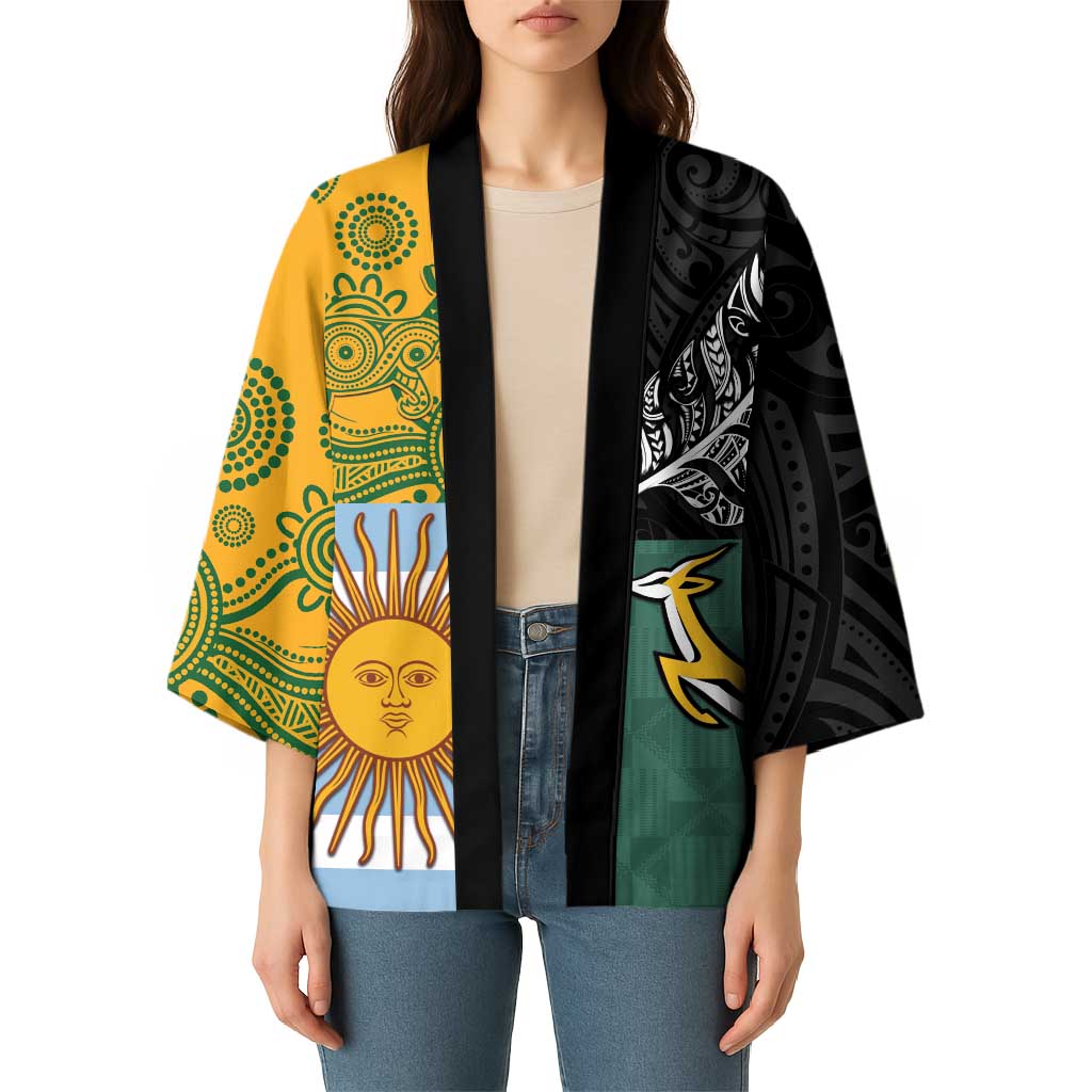 Personalised Rugby 2025 Championship Kimono Combination of Southern Hemisphere Countries - Aussie Hoodie