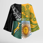 Personalised Rugby 2025 Championship Kimono Sleeve Blouse Combination of Southern Hemisphere Countries - Aussie Hoodie
