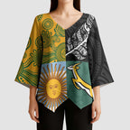 Personalised Rugby 2025 Championship Kimono Sleeve Blouse Combination of Southern Hemisphere Countries - Aussie Hoodie