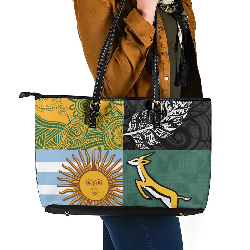 Rugby 2025 Championship Leather Tote Bag Combination of Southern Hemisphere Countries - Aussie Hoodie