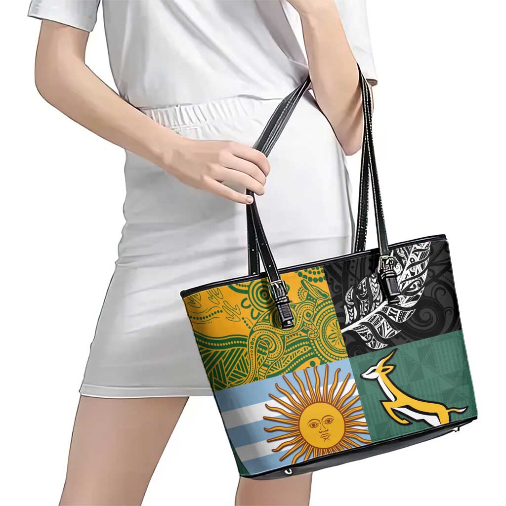 Rugby 2025 Championship Leather Tote Bag Combination of Southern Hemisphere Countries - Aussie Hoodie