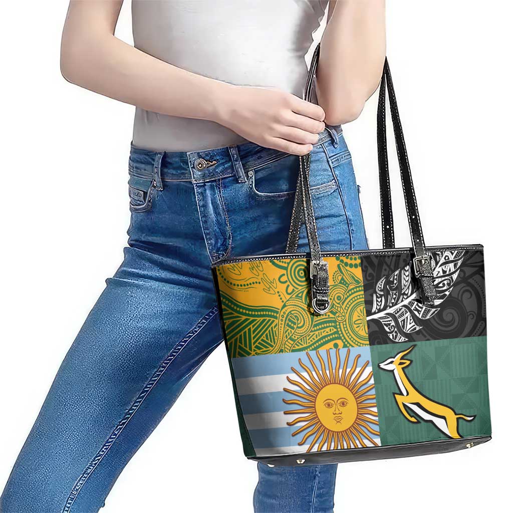 Rugby 2025 Championship Leather Tote Bag Combination of Southern Hemisphere Countries - Aussie Hoodie