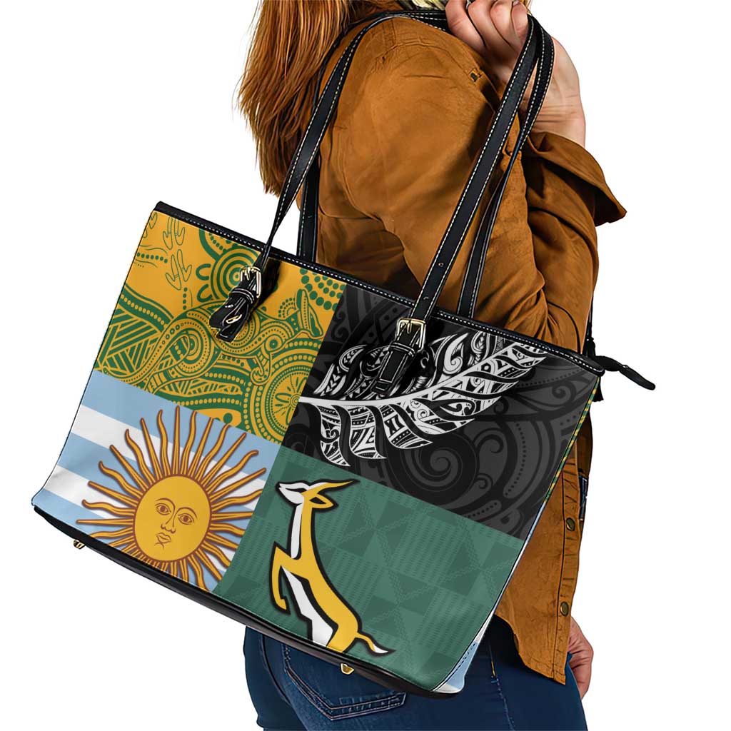 Rugby 2025 Championship Leather Tote Bag Combination of Southern Hemisphere Countries - Aussie Hoodie