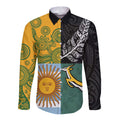 Personalised Rugby 2025 Championship Long Sleeve Button Shirt Combination of Southern Hemisphere Countries - Aussie Hoodie