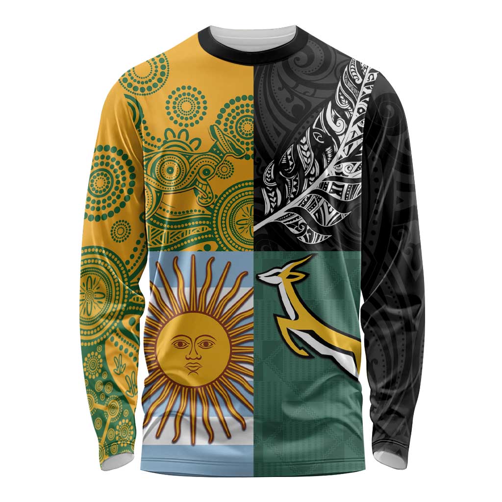 Personalised Rugby 2025 Championship Long Sleeve Shirt Combination of Southern Hemisphere Countries - Aussie Hoodie