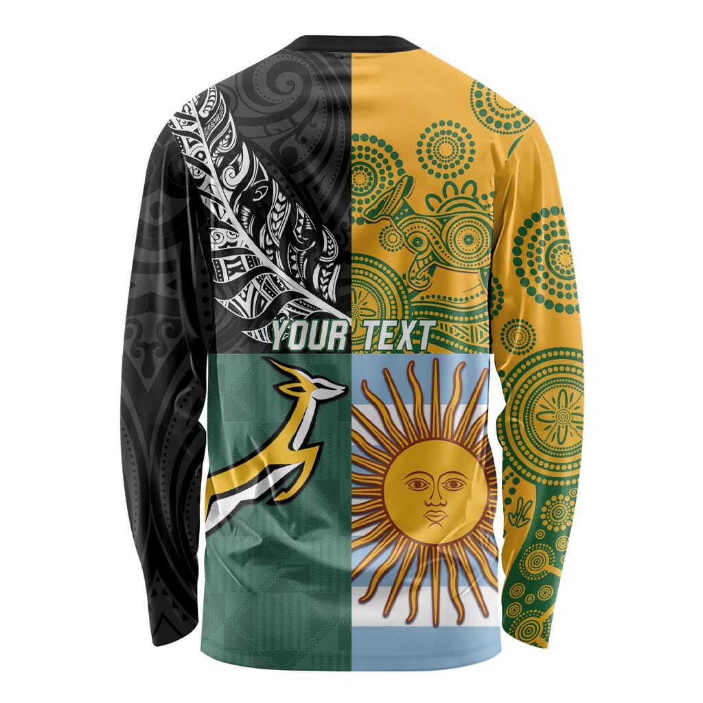 Personalised Rugby 2025 Championship Long Sleeve Shirt Combination of Southern Hemisphere Countries - Aussie Hoodie