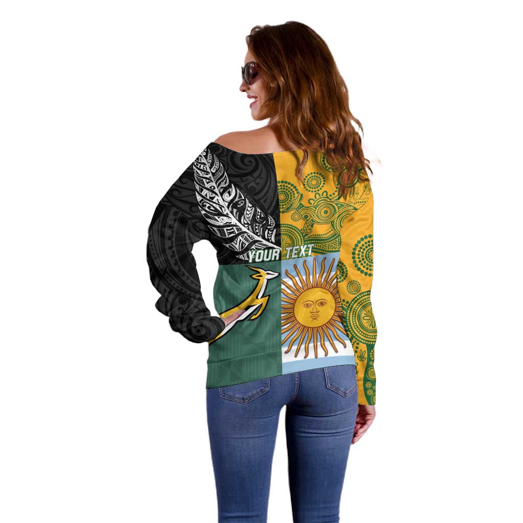 Personalised Rugby 2025 Championship Off Shoulder Sweater Combination of Southern Hemisphere Countries - Aussie Hoodie