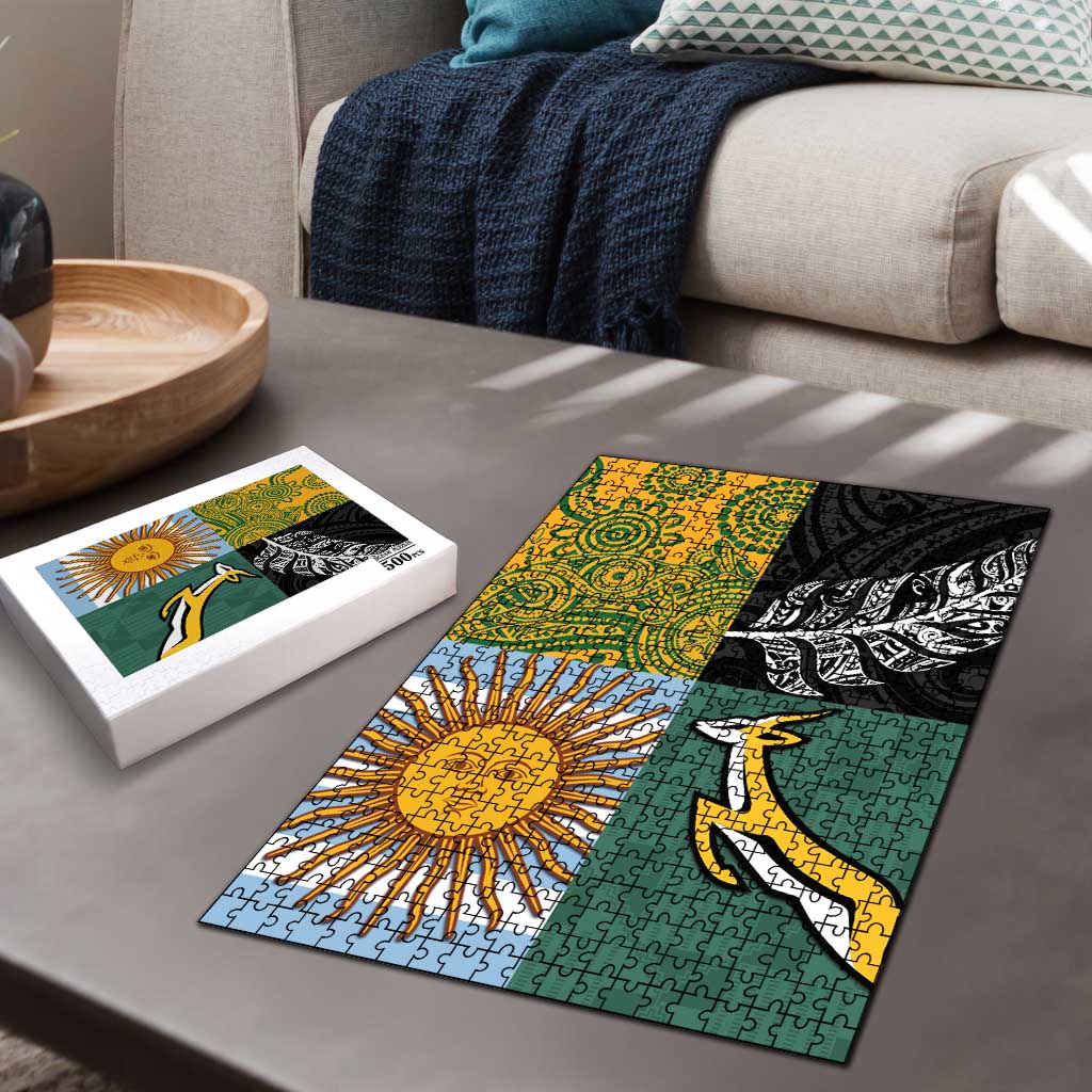 Rugby 2025 Championship Puzzle Combination of Southern Hemisphere Countries - Aussie Hoodie