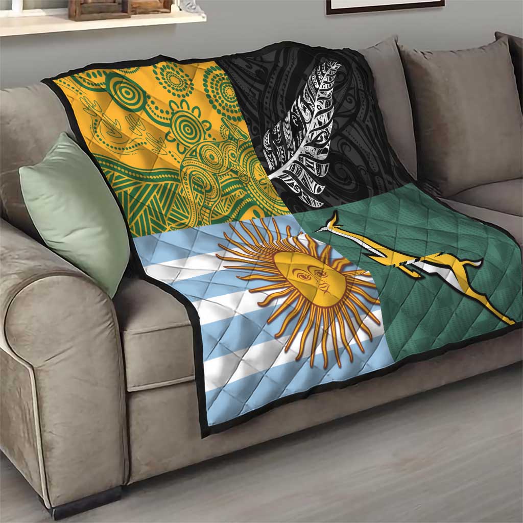 Rugby 2025 Championship Quilt Combination of Southern Hemisphere Countries - Aussie Hoodie