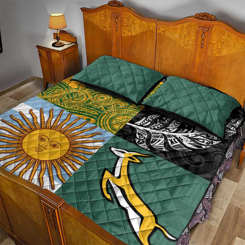 Rugby 2025 Championship Quilt Bed Set Combination of Southern Hemisphere Countries - Aussie Hoodie
