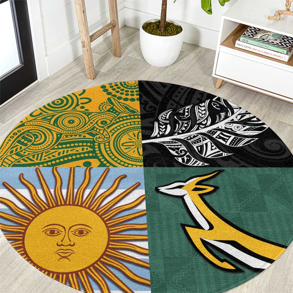 Rugby 2025 Championship Round Carpet Combination of Southern Hemisphere Countries - Aussie Hoodie
