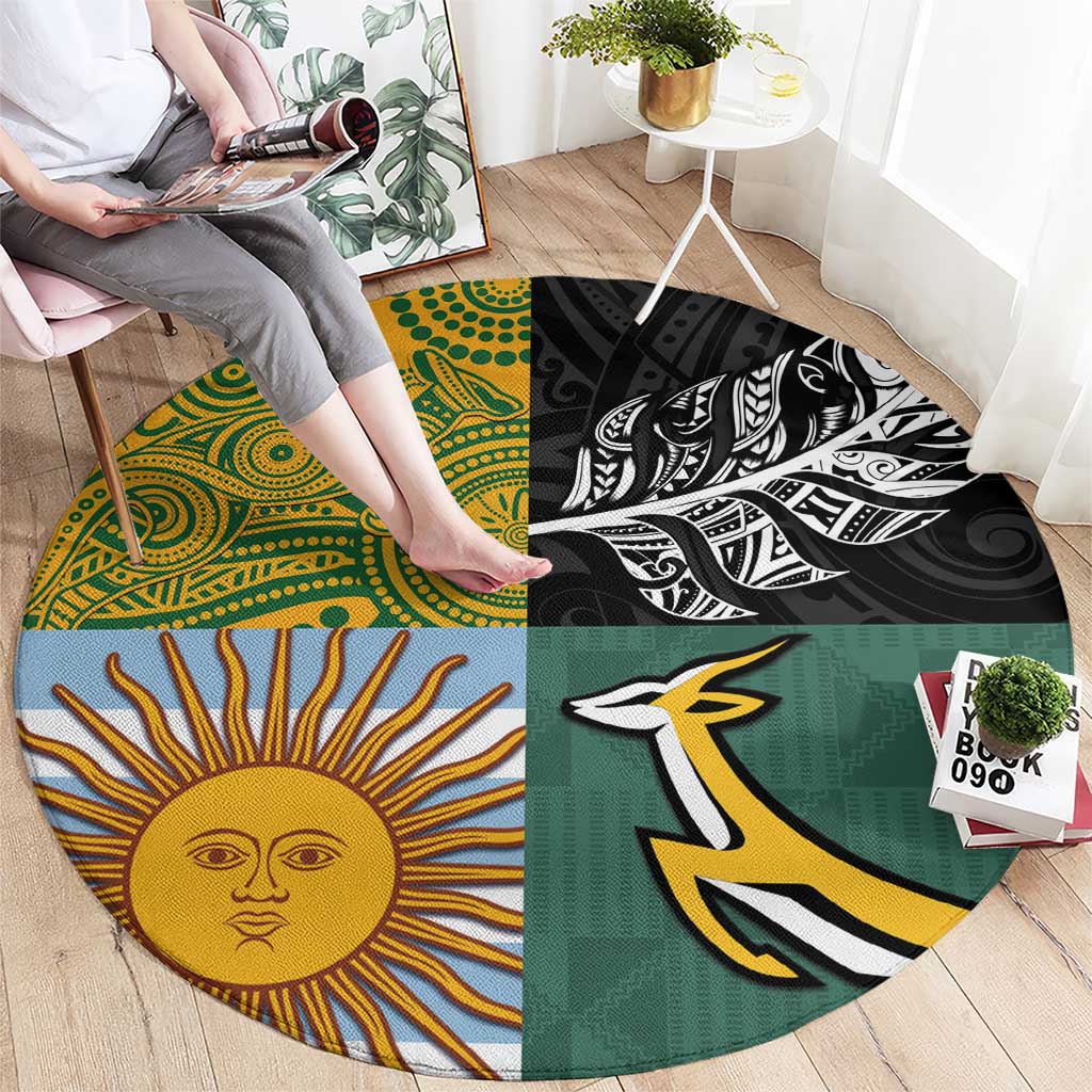 Rugby 2025 Championship Round Carpet Combination of Southern Hemisphere Countries - Aussie Hoodie